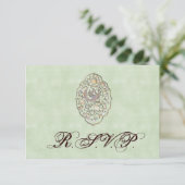 Elegant Green Vintage Wedding RSVP (Staand voorkant)