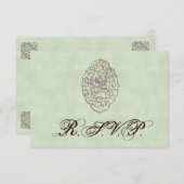 Elegant Green Vintage Wedding RSVP (Voorkant / Achterkant)