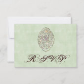 Elegant Green Vintage Wedding RSVP Kaartje (Voorkant)