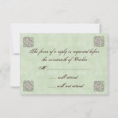Elegant Green Vintage Wedding RSVP Kaartje (Achterkant)