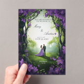 Elegant Green & Violet Acrylic Wedding Invitation Acryl Uitnodigingen (Insitu (Draagbaar))