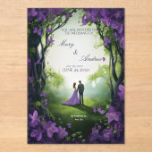 Elegant Green & Violet Acrylic Wedding Invitation Acryl Uitnodigingen (Voorkant)