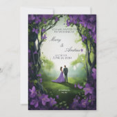 Elegant Green & Violet Wedding Invitation Kaart (Voorkant)