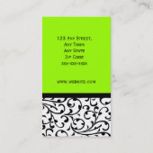 Elegant Green Visitekaartje Modern Damask Patroon (Achterkant)