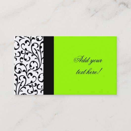 Elegant Green Visitekaartje Modern Damask Patroon (Voorkant)