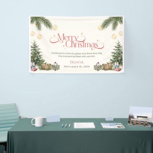 Elegant Green Watercolor Merry Christmas Banner (Beurs)