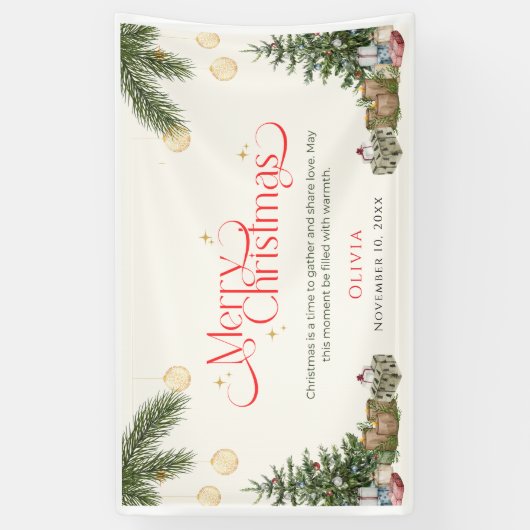 Elegant Green Watercolor Merry Christmas Banner (Verticaal)