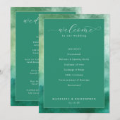 Elegant Green Watercolor Wedding Ceremony Programmakaart (Voorkant / Achterkant)