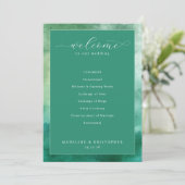Elegant Green Watercolor Wedding Ceremony Programmakaart (Staand voorkant)