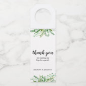 Elegant Green Waterverf Botanical Wedding Flessenhanger (Voorkant)