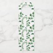 Elegant Green Waterverf Botanical Wedding Flessenhanger (Achterkant)