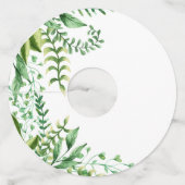 Elegant Green Waterverf Botanical Wedding Wijnglaslabel (Achterkant)