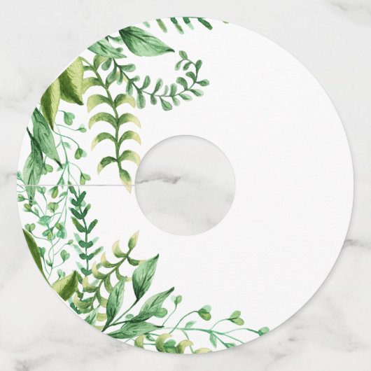 Elegant Green Waterverf Botanical Wedding Wijnglaslabel (Achterkant)