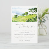 Elegant Green Waterverf Countryside Hills Wedding Kaart (Staand voorkant)