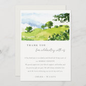 Elegant Green Waterverf Countryside Hills Wedding Kaart (Voorkant / Achterkant)