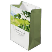 Elegant Green Waterverf Countryside Hills Wedding Medium Cadeauzakje (Achterkant Gekanteld)