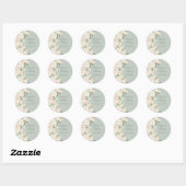 Elegant Green Waterverf Floral Script Wedding Ronde Sticker (Vel)
