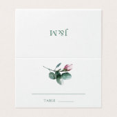 Elegant Green Waterverf Floral Wedding Place Card Kaart (Buitenkant ongevouwen)