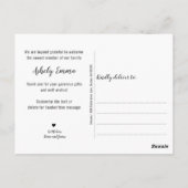 Elegant Green Waterverf Foto geboortebekendmaking Briefkaart (Achterkant)