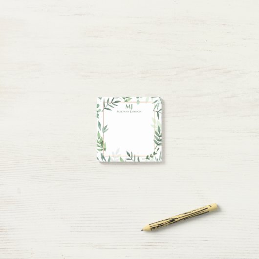 Elegant Green Waterverf laat persoonlijke Post-it® Notes (Op bureau)