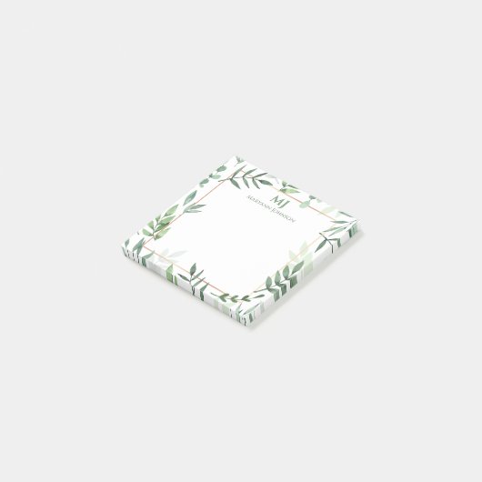 Elegant Green Waterverf laat persoonlijke Post-it® Notes (Schuin)