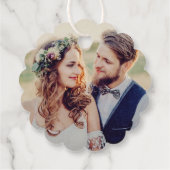 Elegant Green Waterverf Laurel Wedding Foto Bedankjes Labels (Achterkant)