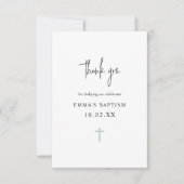 Elegant Green Waterverf Minimalist Photo Baptisme Bedankkaart (Voorkant)