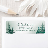 Elegant Green Waterverf Mountain Forest Rustic Etiket (Insitu)