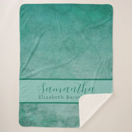 Elegant Green Waterverf Persoonlijke naam Sherpa Deken