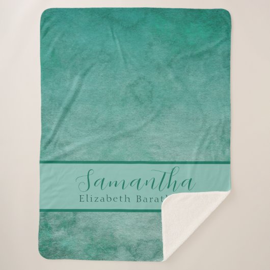 Elegant Green Waterverf Persoonlijke naam Sherpa Deken (Voorkant)