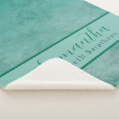 Elegant Green Waterverf Persoonlijke naam Sherpa Deken (3/4)