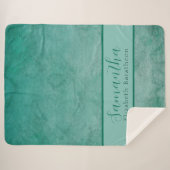 Elegant Green Waterverf Persoonlijke naam Sherpa Deken (Voorkant (horizontaal))