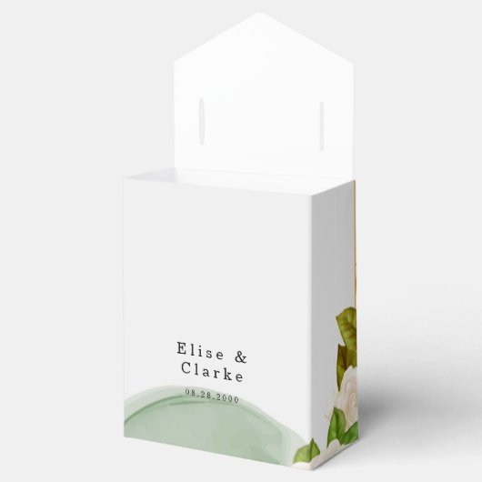 Elegant Green Waterverf Rozen Wedding Bedankdoosjes (Geopend)