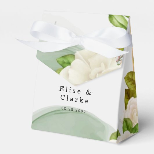 Elegant Green Waterverf Rozen Wedding Bedankdoosjes (Voorkant Zijde)