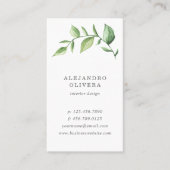Elegant Green Waterverf Rustic Greenery Visitekaartje (Voorkant)