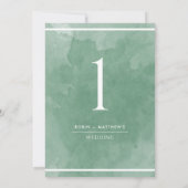 Elegant Green Waterverf Table Number (Achterkant)