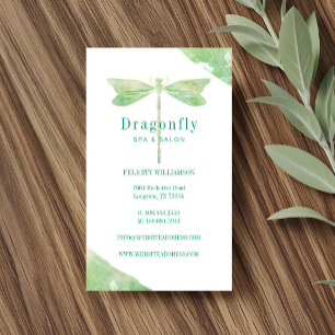 Elegant Green Waterverf Wash Dragonfly Logo Magnetisch Visitekaartje
