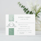 Elegant Green Waterverf Wedding Monogram RSVP (Staand voorkant)