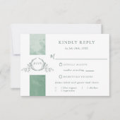 Elegant Green Waterverf Wedding Monogram RSVP Kaartje (Voorkant)