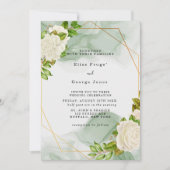 Elegant Green Waterverf White Florals Wedding Kaart (Voorkant)