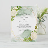 Elegant Green Waterverf White Florals Wedding Kaart (Staand voorkant)