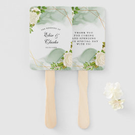 Elegant Green Waterverf White Roses Wedding Handwaaier