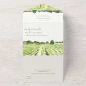 Elegant Green Waterverf Winery Vineyard Wedding All In One Uitnodiging (Buitenkant)