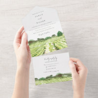 Elegant Green Waterverf Winery Vineyard Wedding