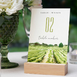 Elegant Green Waterverf Winery Vineyard Wedding Kaart