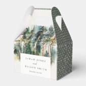Elegant Green Waterverf Woodland Forest Wedding Bedankdoosjes (Achterkant)