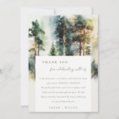 Elegant Green Waterverf Woodland Forest Wedding Bedankkaart (Voorkant)