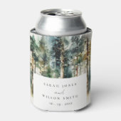 Elegant Green Waterverf Woodland Forest Wedding Blikjeskoeler (Blikje Voorkant)