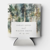 Elegant Green Waterverf Woodland Forest Wedding Blikjeskoeler (Voorkant)