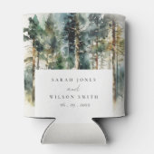 Elegant Green Waterverf Woodland Forest Wedding Blikjeskoeler (Achterkant)